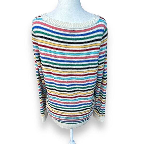 Talbots Striped Lambswool Sweater Soft Multicolored Medium - Picture 2 of 10